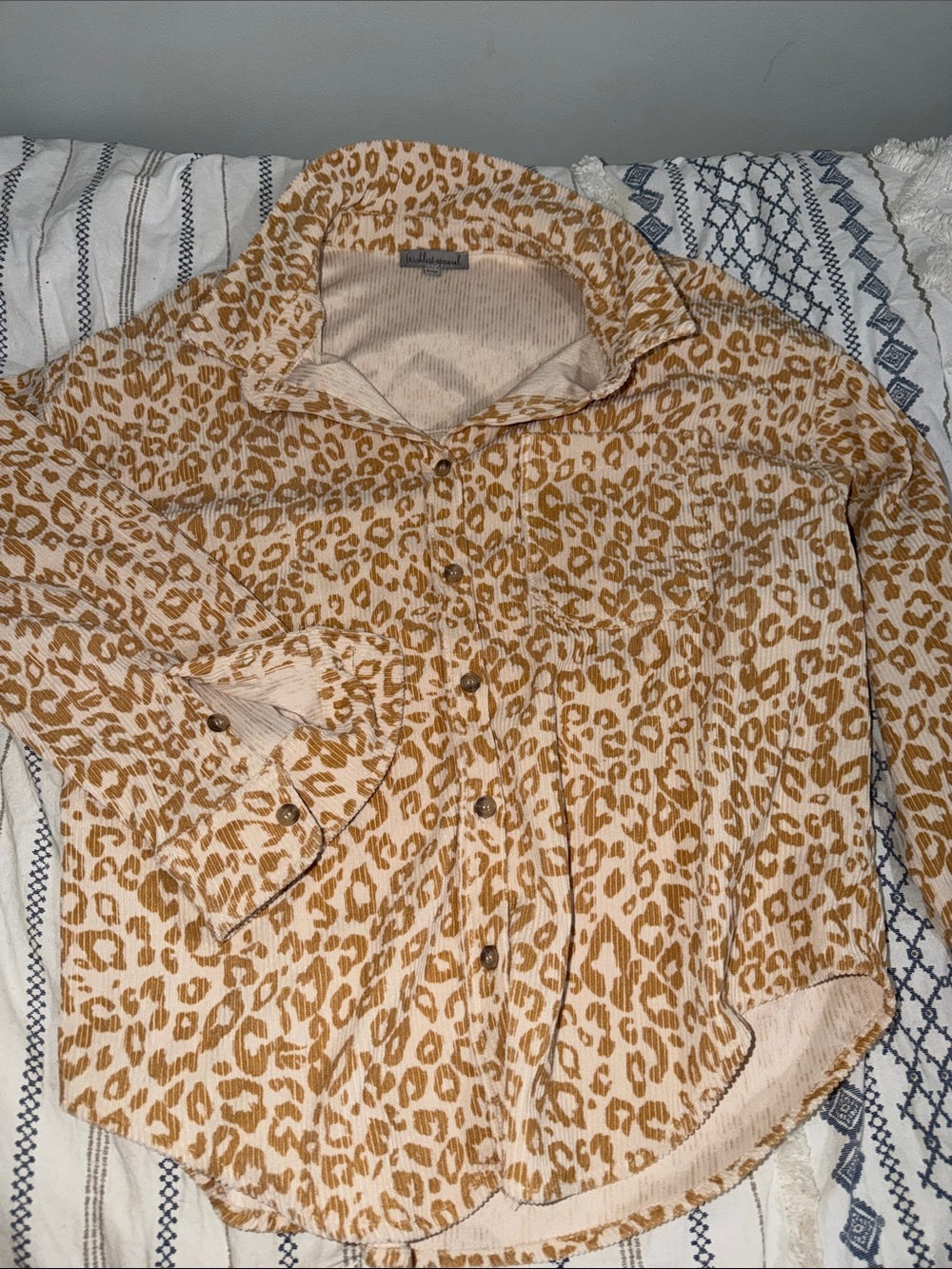Leopard Print Button-Up Flannel in Tan